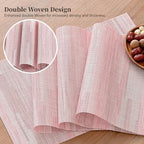 Leetaltree Misty Rose Placemats Set of 12 - Heat Resistant Non-Slip Place mats for Dining Table, Washable Durable PVC Vinyl Woven Table Mats（Misty Rose, 12） - Image 3