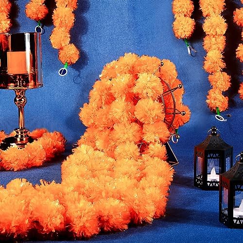 Giegxin 15 Pack 5ft Marigold Garland for Decor, Orange Red - Image 4