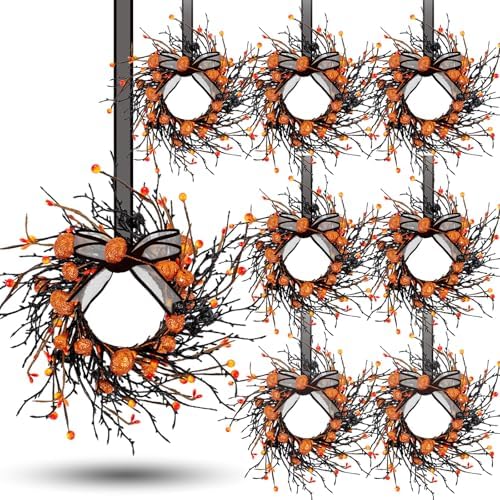 8 PCS Small Halloween Wreaths Mini Black Halloween Candle Rings by Unknown