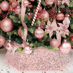 XmasExp Christmas Tree Collar, 33.5 inch Sequin Tree Skirt Stand Base Cover for Home Decor, Large Size 6 Piece, Rose Gold by XmasExp
