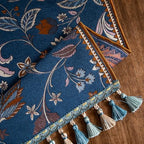 Vintage Floral Jacquard Table Runner with Multi-Color Tassels Luxury French Farmhouse Spring Table Runners Blue for Home Decor Dining Kitchen Living Room Coffee Tables 102" - Image 5