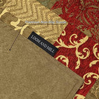 Loom and Mill Luxury Patchwork Damask Placemats Set of 6, Red Gold, 12x18in - Image 4