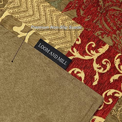 Loom and Mill Luxury Patchwork Damask Placemats Set of 6, Red Gold, 12x18in - Image 4
