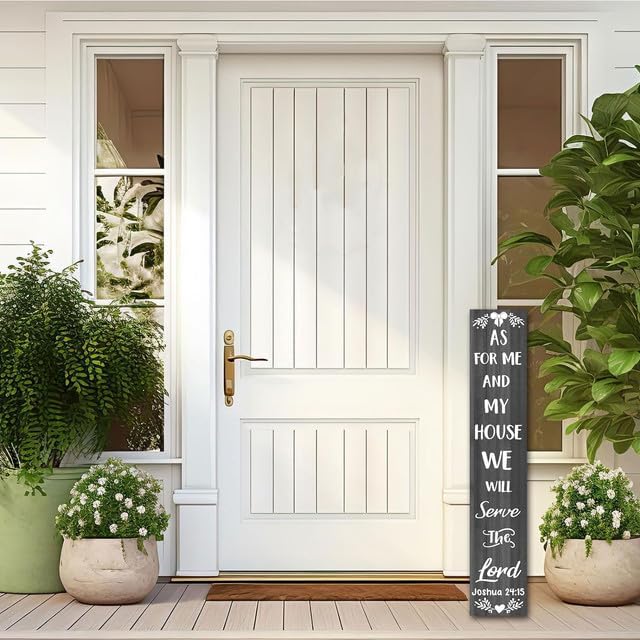 FemiaD Farmhouse Porch Sign As for Me and My House We Will Serve the Lord Porch Sign 8x48inch Tall Outdoor Welcome Sign for Front Porch Standing Bible Verse Wall Sign for Home - Image 3