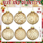 Jenaai 12 Pcs Christmas Gold Glass Ball Ornaments, Vintage Tree Decoration - Image 2