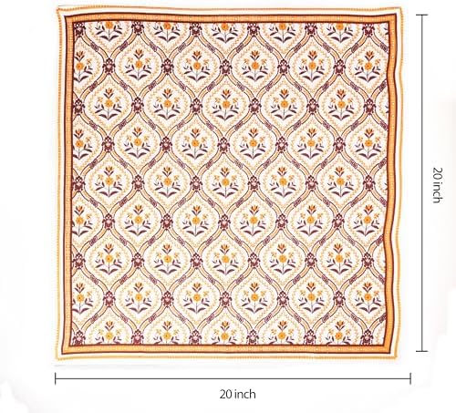 FINGERCRAFT Cloth Napkins Set of 12 Cotton Linen, 20x20 in, Damask Orange - Image 6