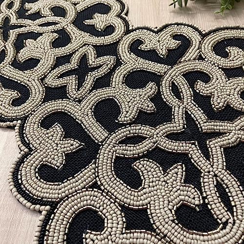 Enliven Handmade Beaded Table Runner, 13x36 Inches Lightweight Decorative Table Runner, Perfect for Dining/Wedding/Party/Everyday Use & Easy to Clean, Elegant Beaded Runner - Image 5