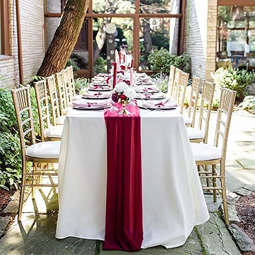 10 Pieces 10Ft Chiffon Table Runners Burgundy Sheer Rustic Wedding Table Runner Elegant Bridal Party Decorations 27x120 Inches - Image 5