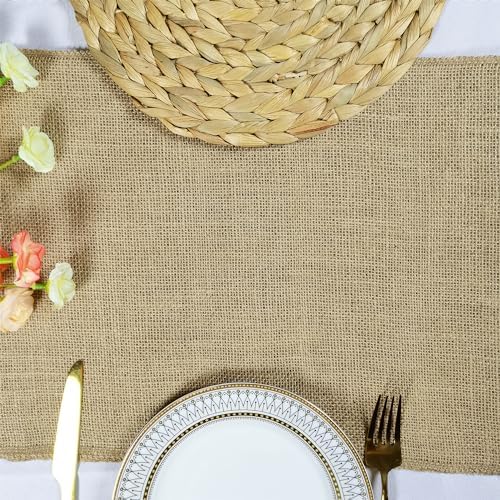 6 Pack 14 x 108 Inch Natural Burlap Table Runners,Rustic Jute Table Runner and Placemats Bulk for Western Wedding Table Decorations,Farmhouse Style Party,Holiday,Kitchen Coffee Table Decor Cover - Image 7