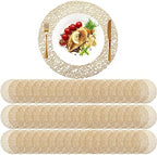 Sieral 60 Packs Round Placemats 15 Inch Hollow Out Pressed Vinyl,Gold by Sieral