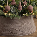 Foilswirl Knit Christmas Tree Collar Taupe Diamond Knitted Skirt 23-28in by Foilswirl