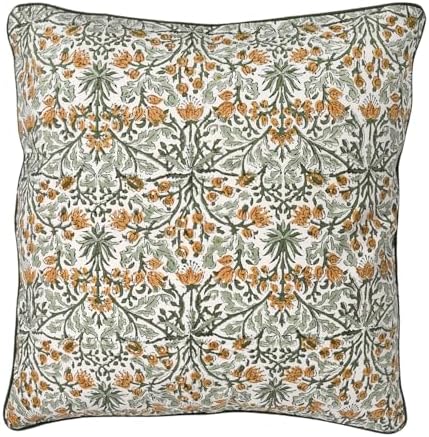 Ridhi Block Print Goldenrod Yellow Pillow Cover 16" x 16" (Pack of 2) Decorative Couch Pillows for Living Room, Farmhouse Chic Boho Cute Outdoor Pillows Covers Gifts for Spring, Mother's Day - Image 6
