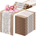 Chumia 12 Pack Burlap Table Runners with Lace 12 x 72 in, Classic Style by Chumia