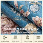 Floral Embroidered Table Runner 72" Non-Slip with Tassels, Dusty Blue - Image 4