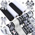 10 Pcs Winter Ribbons 4 Roll Mesh Ribbon 6 Roll Wired Ribbon Black by Yuefunny
