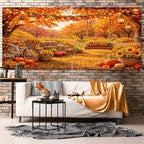 13X6Ft Fall Garage Door Banner Autumn Pumpkin Hanging Backdrop Hay Leaves Door Cover Fall Thanksgiving Wall Decorations Photo Background for Home Party Outdoor Yard Holiday - Image 5