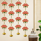 Divyakosh Door Hangings for Home | 4 Red Lotus with Bell Latkans, Size - 24 Inch Each | Temple & Pooja Decoration Items - Image 3