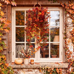 Riceshoot 7 Pcs Fall Hanging Basket Wreath for Front Door Outdoor - Image 4