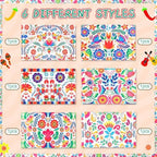 Breling 6 Pack Mexican Table Runner 72x13inch Dia De Los Muertos, White - Image 3