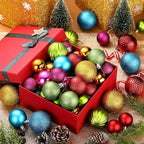 Lunmon 64 Pcs Neon Christmas Ball Ornaments Shiny Bright Multicolor Baubles - Image 5
