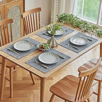Softalker Faux Linen Cloth Placemats Set of 8-12 x 18 Inch, Light Grey - Image 7