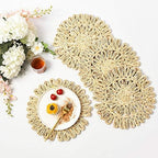 IcosaMro11.8 Inch Boho Round Woven Placemats for Dining Table Set of 6 - Image 6