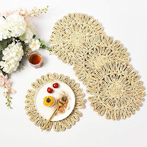IcosaMro11.8 Inch Boho Round Woven Placemats for Dining Table Set of 6 - Image 6