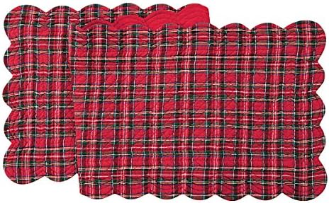Red Plaid Cotton Quilted Christmas Table Runner by CFHome