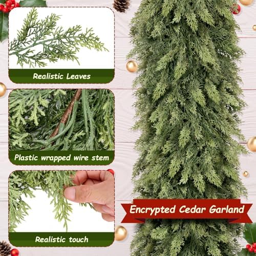 12FT Christmas Artificial Cedar Garland for Mantel - Image 4