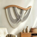 SlenyuBridal Handmade Macrame Wall Hanging Dip Dyed Woven Tapestry Boho Wall Decor Neutral Modern Bohemian Walls Art Decorations for Headboard Bedroom Gray 31.5 x 23.6inch by SlenyuBridal