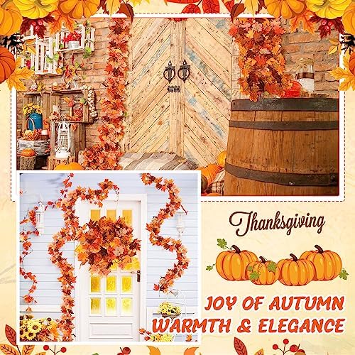 Tigeen 12 Pcs Fall Leaf Garland, 5.7 ft Autumn Maple Leaf Decorations - Image 2