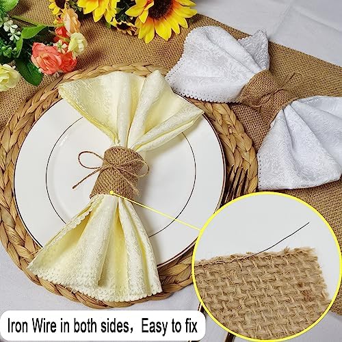 Natural Burlap Napkin Rings Set of 200 pcs with Jute Rope,Disposable Napkin Bands Bulk,Rustic Serviette Ring for Tables,Decorations,Wedding,Dinner,Country Party Decor - Image 3