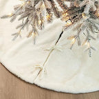Glitzhome 48”D White Faux Rabbit Fur Christmas Tree Skirt,Rustic Xmas Tree Skirt for Christmas Home Party Holiday Decorations - Image 4