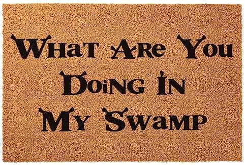 Funny Coir Welcome Swamp Doormat - Personalized 23.6 x 15.10 inch Non Slip Outdoor Rug with Heavy-Duty PVC Backing by JiXianJu