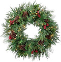 Balsam Hill Outdoor Winter Evergreen Christmas Wreath - Timeless Cheer Front Door Wreath with Cedar & Fir Foliage & Battery-Operated LED Clear Lights, 34" by BalsamHill