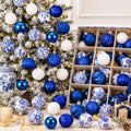 Lunmon 64 Pcs Chinoiserie Christmas Ornaments Blue and White Xmas Bulbs by Lunmon