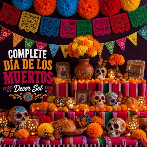 87 Pcs Dia De Los Muertos Decorations Day of The Dead Decor Set for Diwali Party Ofrenda Altar Decor - Image 4