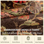 Floral Embroidered Dresser Runner 55" Non-Slip Tassels, Dark Brown - Image 4