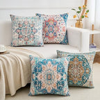 Throw Pillow Covers 20x20 Inch Set of 4 Washable BOHO Vintage Style Decorative Throw Pillow Cases Soft Velvet Square Farmhouse Decor Retro Cushion Covers for Couch Sofa Bed Living Room Outdoor - Image 4