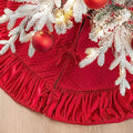 Glitzhome 48''D Burgundy Christmas Tree Skirt,Deluxe Burgundy Velvet Ruffled Xmas Tree Mat Skirt Decoration for Merry Christmas Holiday New Year Party by Glitzhome