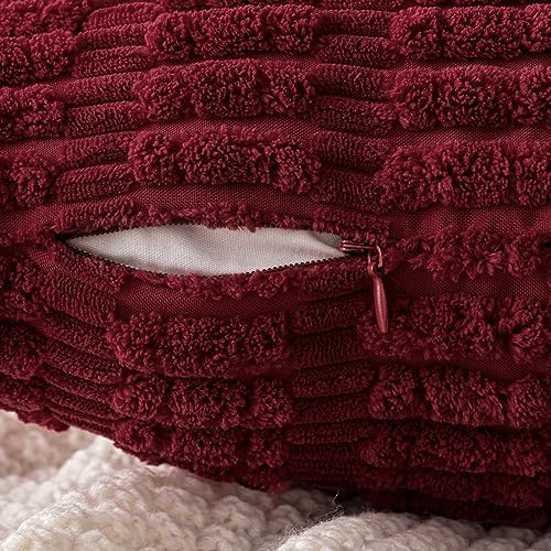 MIULEE Christmas Euro Sham Corduroy Decorative Throw Pillow Covers 24x24 Burgundy - Image 5