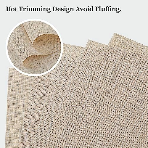 Leetaltree Woven Vinyl Beige Placemats Set of 20, Linen Look & Easy to Clean - Image 3