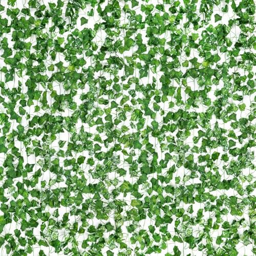 CEWOR 60 Pack 396ft Fake Vines with Leaves for Bedroom Artificial Ivy Garland Fake Ivy Leaves Artificial Greenery Garlands Hanging Vines for Room Decor Wedding Wall Indoor Outdoor Decoration by CEWOR