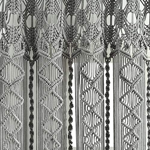 Lush Decor Boho Macrame Textured Cotton Window Curtain Panel Single 40" W x 95" L Gray - Macrame Curtains for Windows, Room Divider, Boho Wall Decor - Image 5