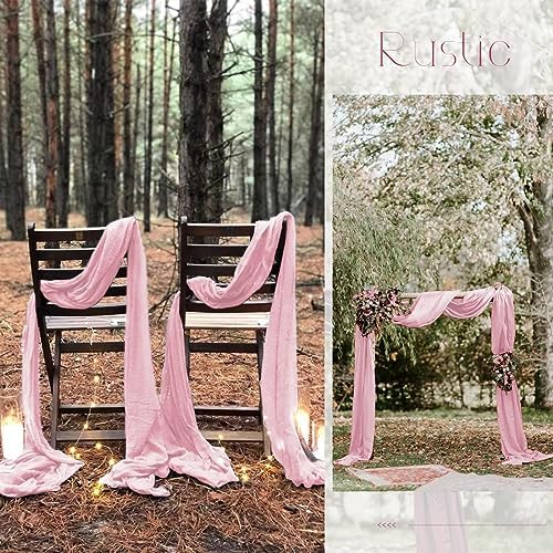 20 Pack Pink Table Runner 10Ft Cheesecloth Table Runner Boho Gauze Table Runners Romantic Long Sheer Fabric Cheese Cloth Table Runners for Wedding Party Bridal Shower - Image 6