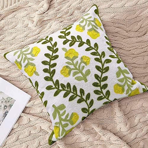 Alysheer Embroidered Decorative Throw Pillow Cover 18"x 18" Set of 2 Yellow - Image 7