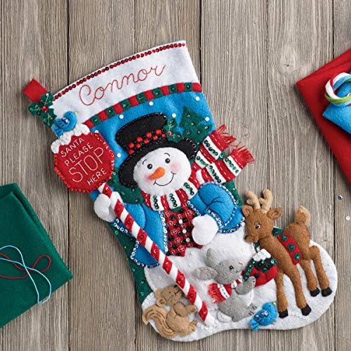 Bucilla 86707 Felt Applique Stocking Kit, 18", Santa Stop Here, - Image 2