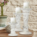 Homebia Design Antique White Wooden Candle Holder Set of 3 – 10, 8, 6 Inch by HomebiaDesigns