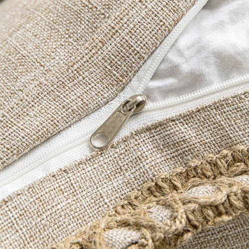 MIULEE Set of 2 Lumbar Linen Burlap Throw Pillow Covers 12x20 Champagne - Image 6