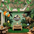 57Pcs Jungle Theme Party Decorations Fake Rattan Strands with Palm Leaves - Image 4